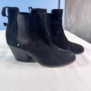 rag & bone Black Suede Chelsea Ankle Boots Womens 38.5 / 8 Pull On Block Heel